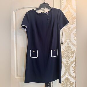 Tommy Hilfiger Blue and White Sheath Mini Dress